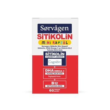 Sorvagen Sitikolin Mini Kapsül DHA Omega 3 ve B12 Takviye Edici Gıda 60 Kapsül