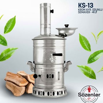 Sözenler KS13 Gri Krom 4 lt Ayrılabilir Odunlu Semaver