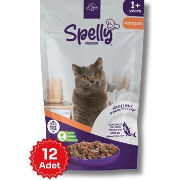 Spelly Premium Kısırlaştırılmış 12×85 gr Somonlu Kedi Yaş Mama