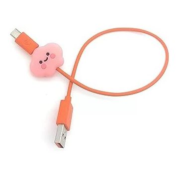 Spelt Pink Cloud Kaplama Figür Şarj Kablosu Ucu Koruyucu
