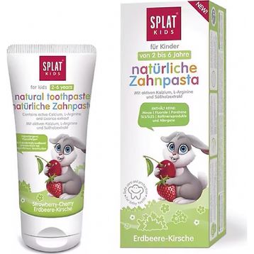 Splat Kids Natural 50 ml Kiraz ve Çilek Aromalı 2-6 Yaş Florürsüz Çocuk Diş Macunu
