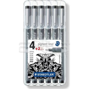 Staedtler 4+2 Set Pigment Liner Siyah Çizim Kalemi