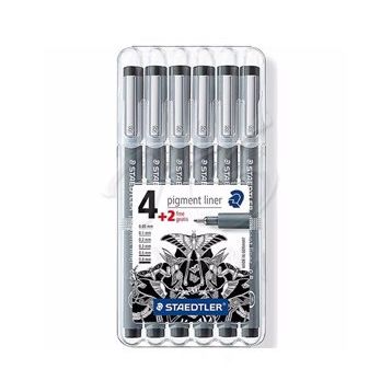 Staedtler 4+2 Set Pigment Liner Siyah Çizim Kalemi