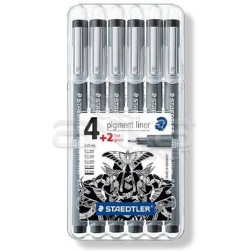 Staedtler 4+2 Set Pigment Liner Siyah Çizim Kalemi