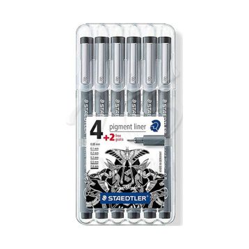Staedtler 4+2 Set Pigment Liner Siyah Çizim Kalemi