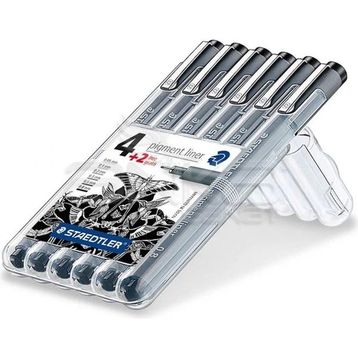 Staedtler 4+2 Set Pigment Liner Siyah Çizim Kalemi