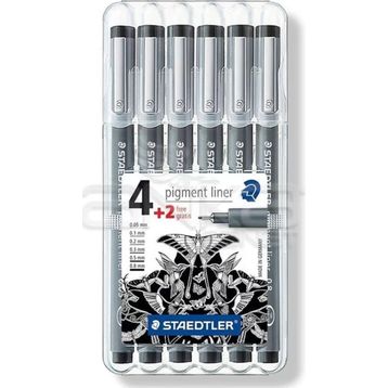 Staedtler 4+2 Set Pigment Liner Siyah Çizim Kalemi