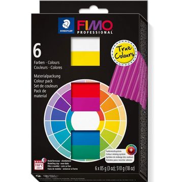 Staedtler Fimo 800301 Professional 6 Blok Doğal Renkler 85 GR Modelleme Kil Seti
