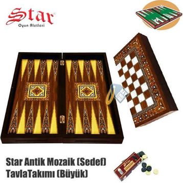 Star Antik Mozaik Sedef Tavla Takımı