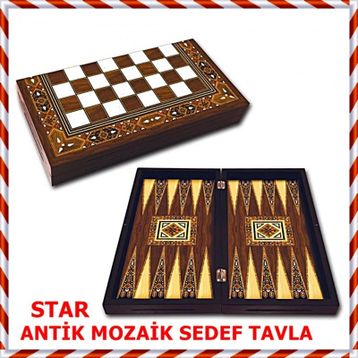 Star Antik Mozaik Sedef Tavla Takımı