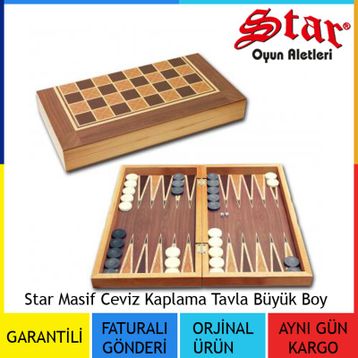 Star Masif Ceviz Kaplama Büyük Boy Tavla