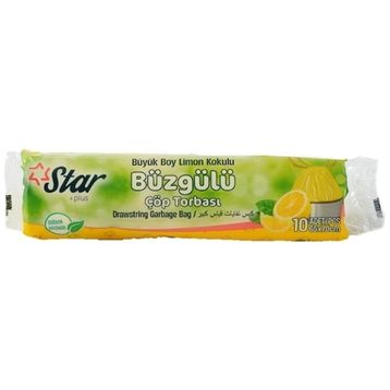 Star Plus 10 Adet Büyük Boy Limon Kokulu Büzgülü Çöp Torbası