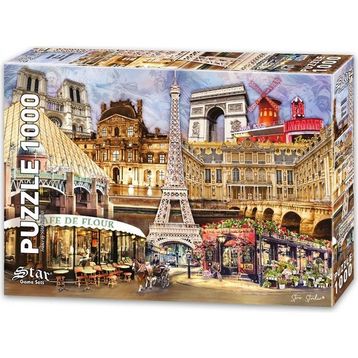 Star Puzzle 1000 Parçalık Fransa Kolajı ve Eyfel Kulesi Puzzle