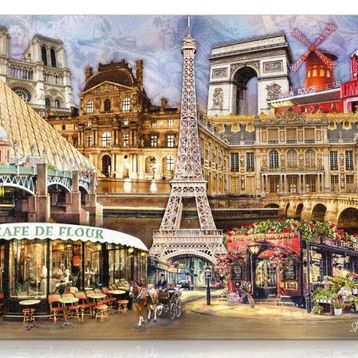 Star Puzzle 1000 Parçalık Fransa Kolajı ve Eyfel Kulesi Puzzle