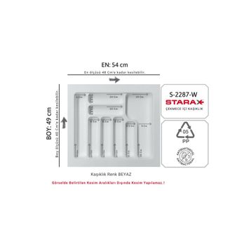 Starax 2287-W Beyaz 8 Göz Plastik Kaşıklık