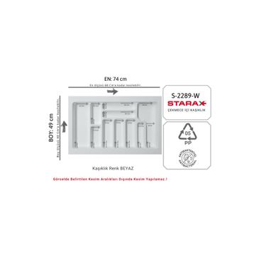 Starax 2289-W Beyaz 74x49cm Plastik Kaşıklık