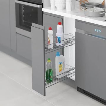 Starax 25 cm Krom Modül Çift Açılım Frenli Sağ Gizli Raylı Deterjanlık Şişelik