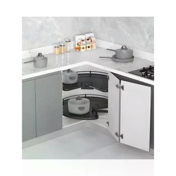 Starax 3051-A Antrasit 3/4 Borusuz Ahşap Tablalı Döner Sepet Takımı