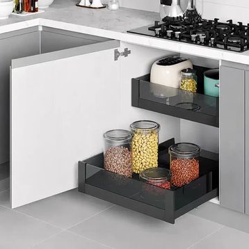 Starax Premium 45 cm Antrasit Modül Bağımsız Çift Açılım Gizli Raylı Çekmece