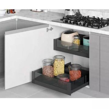 Starax Premium 55 cm Antrasit Modül Bağımsız Çift Açılım Gizli Raylı Çekmece