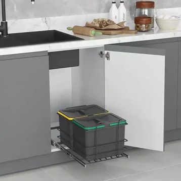 Starax S-2578-A Zemin Bağlantılı Teleskopik Raylı 12+12 lt Çöp Kovası