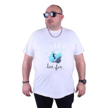 Starbattal 23117 Beyaz Büyük Beden Erkek T-shirt