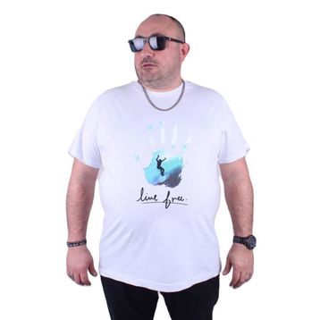 Starbattal 23117 Beyaz Büyük Beden Erkek T-shirt