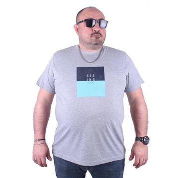 Starbattal 23136 Gri Melanj Büyük Beden Erkek T-shirt