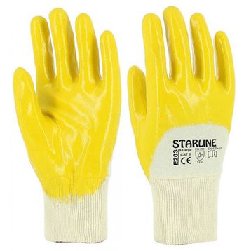 Starline E-203 Sarı No:9 Yarım Kaplı Nitril Eldiven