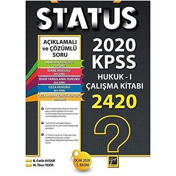 Status 2020 KPSS Hukuk - 1 Çalışma Kitabı