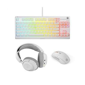 SteelSeries Power Up RGB Kablolu Gaming Beyaz Klavye Mouse Kulaklık Seti