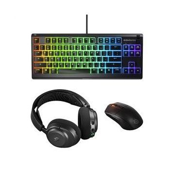 SteelSeries Power Up RGB Kablolu Gaming Siyah Klavye Mouse Kulaklık Seti