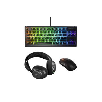 SteelSeries Power Up RGB Kablolu Gaming Siyah Klavye Mouse Kulaklık Seti