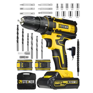 Steiner Alman 198 VF 10 Ah Darbeli Metal Dişli Şanzıman Çift Akülü 24 Parça Şarjlı Vidalama Matkap