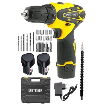 Steiner Alman 32 V Darbesiz Metal Şanzıman Çift Akülü Sarı Şarjlı Vidalama Matkap