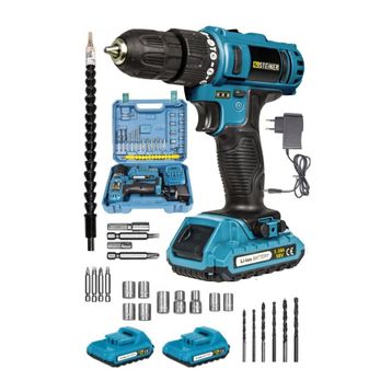 Steiner Alman 58 V 5 Ah Darbeli Metal Şanzıman Çift Akülü 24 Parça Mavi Şarjlı Vidalama Matkap