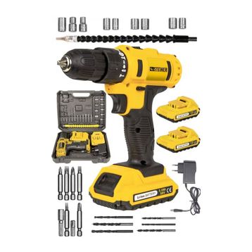 Steiner Alman 58 V 5 Ah Darbeli Metal Şanzıman Çift Akülü 24 Parça Sarı Şarjlı Vidalama Matkap