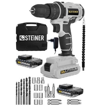 Steiner Alman 58 V 5 Ah Metal Şanzıman Çift Lithium Akü Şarjlı Vidalama Matkap