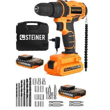 Steiner Alman Darbeli 58 V 5 Ah Metal Şanzıman 24 Parça Çift Akü Şarjlı Vidalama Matkap