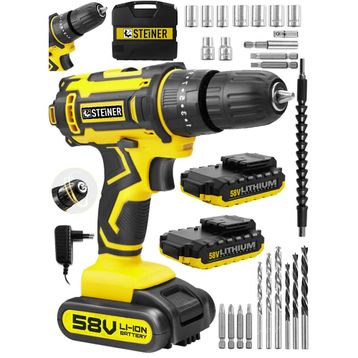Steiner Alman Highline 58 V 5 Ah Darbeli Bakır Sargılı Sarı Çift Akülü Vidalama Matkap