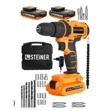 Steiner Germany Technology 58 V 5 Ah Darbeli Metal Şanzıman Lithium Çift Akü Şarjlı Vidalama 24 Parça Matkap