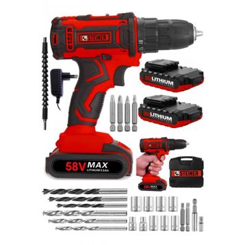 Steiner Germany Technology Cooper 58 V 5 Ah Darbeli Metal Şanzıman Şarjlı Çift Akülü Vidalama Matkap