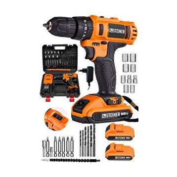Steiner Germany Technology Darbeli 56 V 5 Ah Bakır Sargılı Çift Akülü Şarjlı Vidalama Matkap