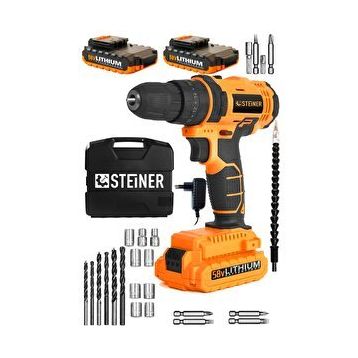 Steiner Germany Technology Darbeli 58 V 5 Ah Metal Şanzıman Çift Akü Şarjlı 24 Parça Vidalama Matkap