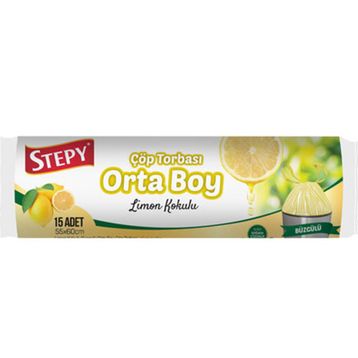 Stepy 55x60 cm 10'lu Limon Büzgülü Orta Boy Çöp Torbası