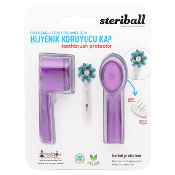 Steriball Pilli veya Şarjlı Diş Fırçaları İçin Hijyenik Mor Diş Fırçası Kabı