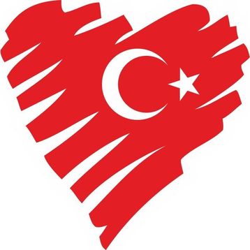 Sticker Fabrikası Kalp Şeklinde Türk Bayrağı Türk Bayrağı 10x10 cm Duvar Stickerı