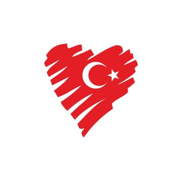 Sticker Fabrikası Kalp Şeklinde Türk Bayrağı Türk Bayrağı 14x14 cm Duvar Stickerı
