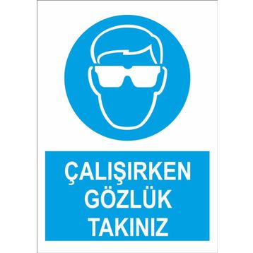 Sticker Masters Çalışırken Gözlük Takınız Uyarı Levhası Sticker