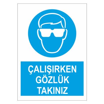 Sticker Masters Çalışırken Gözlük Takınız Uyarı Levhası Sticker